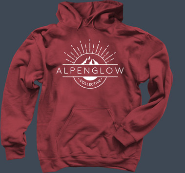 Custom company logo hoodie for Alpenglow Collective